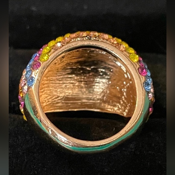 Multi-Colored Crystal Gold Toned Dome Ring-sz 8.25 - Picture 6 of 9